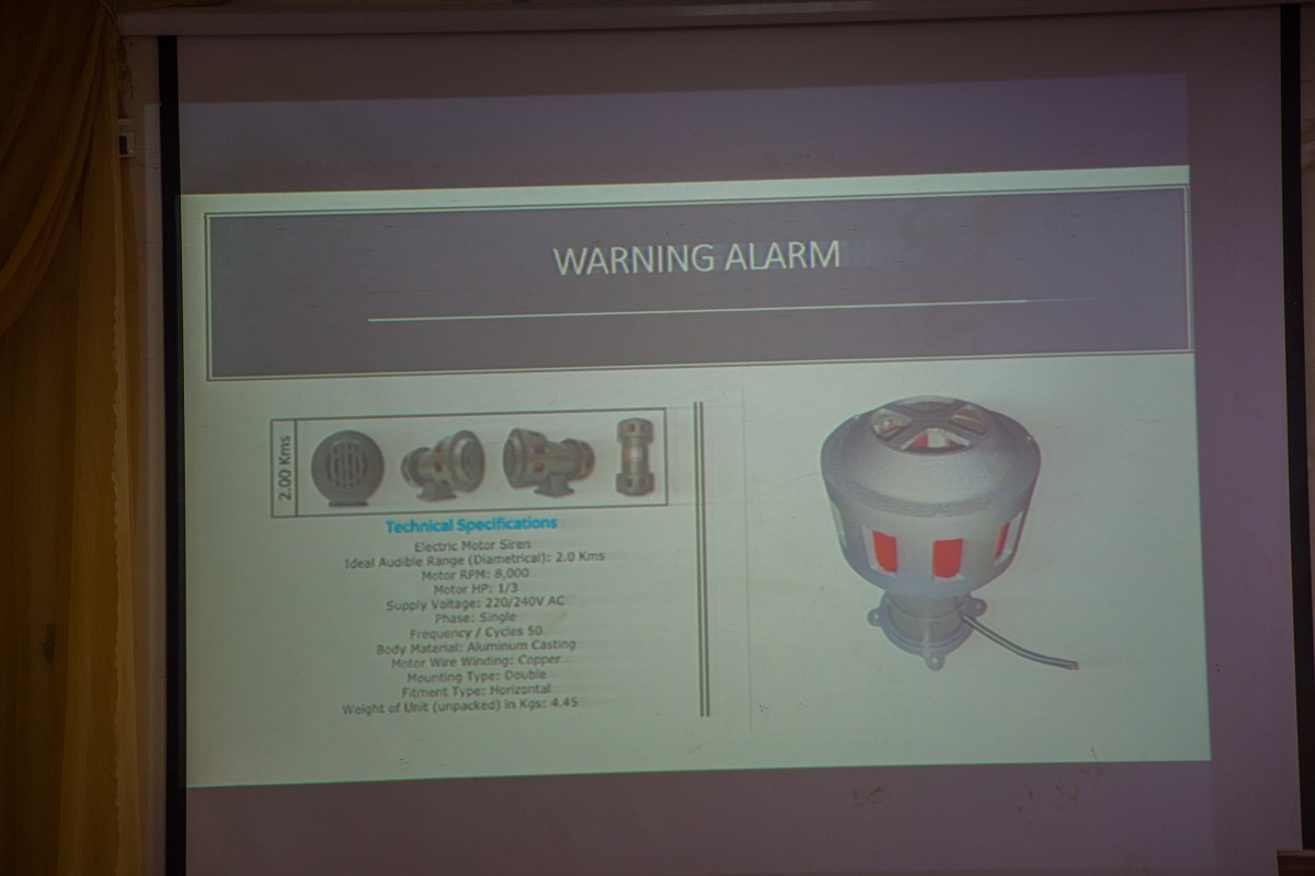 A demo slide on the workings of the workings of the Warning Alarm for the Flood Early Warning System